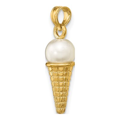 14K Yellow Gold Ice Cream Cone Pendant – view 6