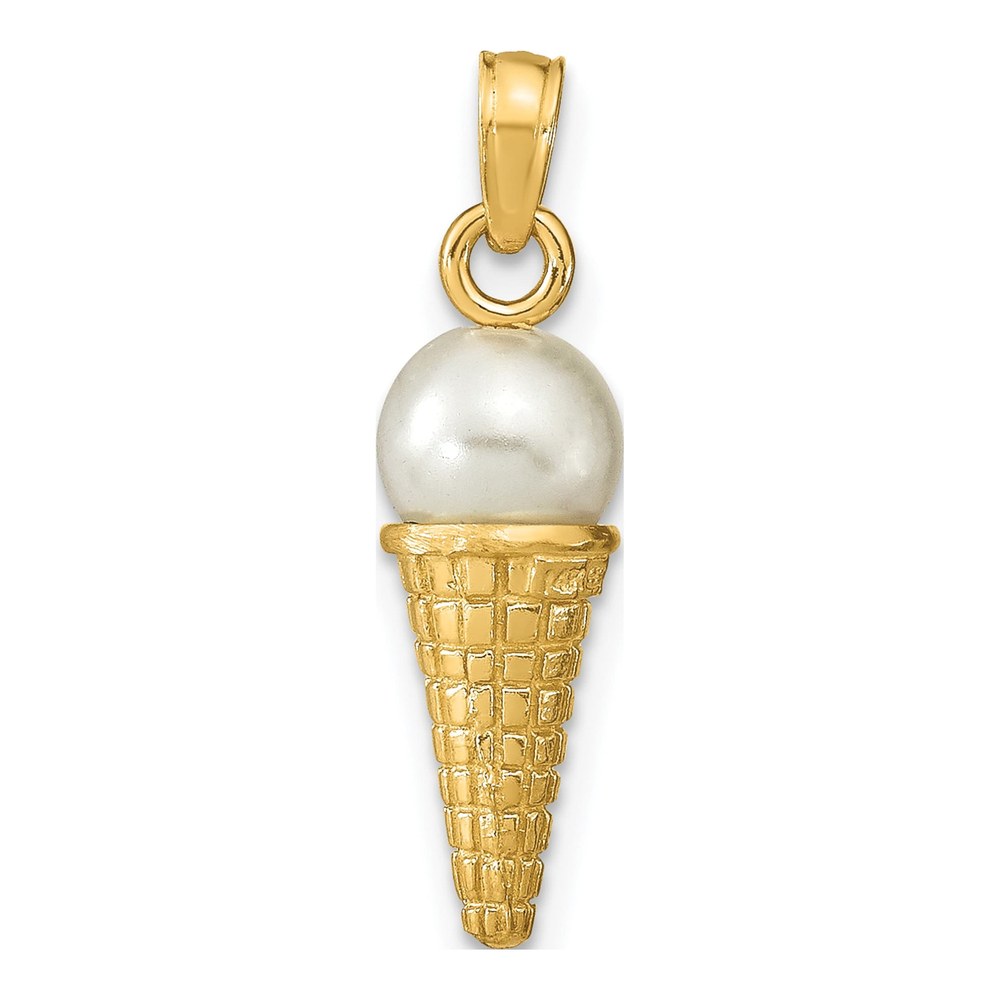 14K Yellow Gold Ice Cream Cone Pendant