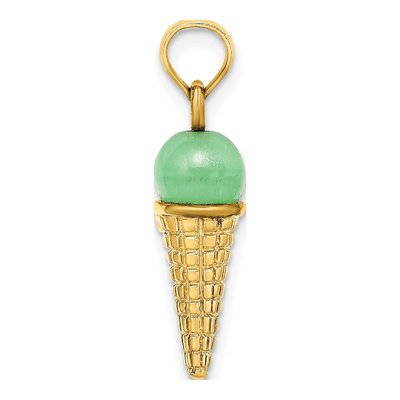 14K Yellow Gold 3D Ice Cream Cone Pendant – view 3