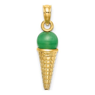 14K Yellow Gold 3D Ice Cream Cone Pendant – view 4