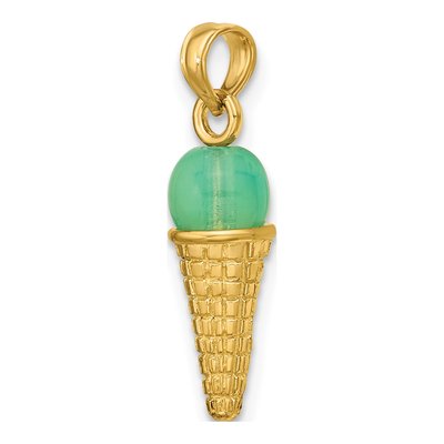 14K Yellow Gold 3D Ice Cream Cone Pendant – view 5