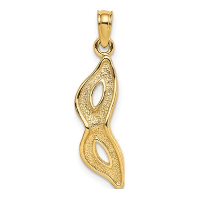 14K Yellow Gold Masquerade Mask Pendant