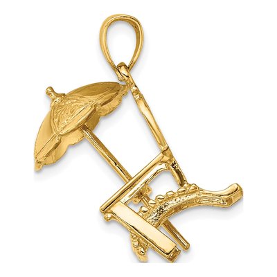 14K Yellow Gold 3-D Beach Chair Charm – view 3