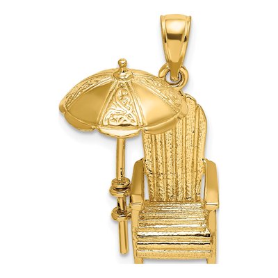 14K Yellow Gold 3-D Beach Chair Charm
