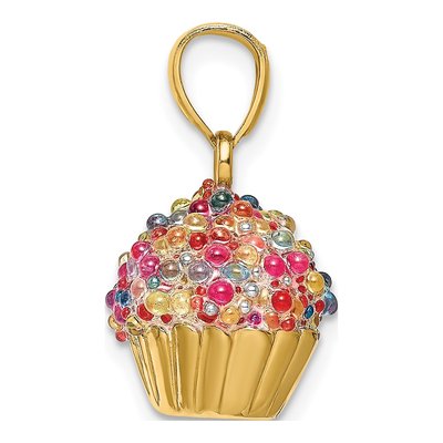 14K Yellow Gold 3D Cupcake Charm – view 3