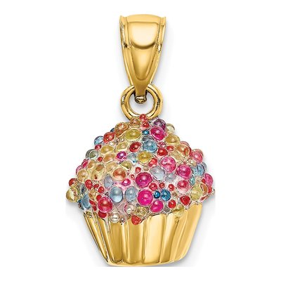 14K Yellow Gold 3D Cupcake Charm – view 4