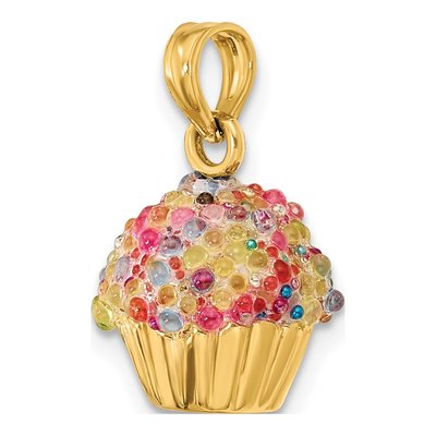 14K Yellow Gold 3D Cupcake Charm – view 5
