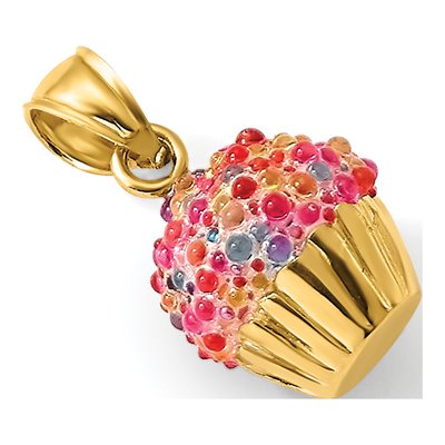 14K Yellow Gold 3D Cupcake Charm – view 6