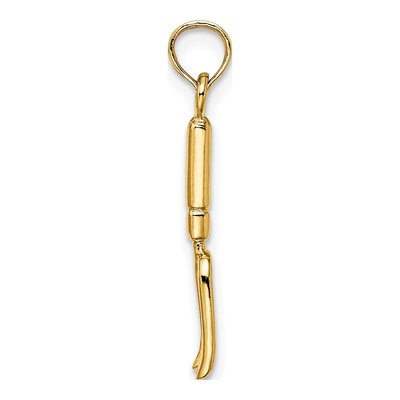 14K Yellow Gold 3-D Fork Garden Tool Charm – view 3