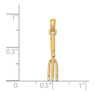 14K Yellow Gold 3-D Fork Garden Tool Charm – view 4
