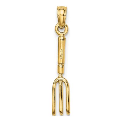 14K Yellow Gold 3-D Fork Garden Tool Charm – view 5