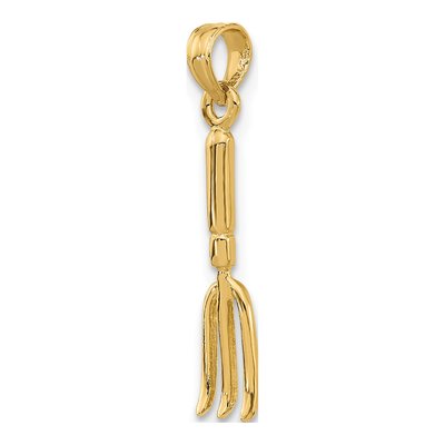 14K Yellow Gold 3-D Fork Garden Tool Charm – view 6