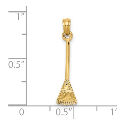 14K Yellow Gold Leaf Rake Charm Pendant – view 4