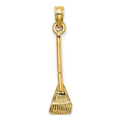 14K Yellow Gold Leaf Rake Charm Pendant – view 5