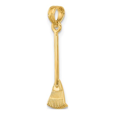 14K Yellow Gold Leaf Rake Charm Pendant – view 6