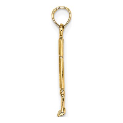 14K Yellow Gold 3D Garden Rake Pendant – view 3