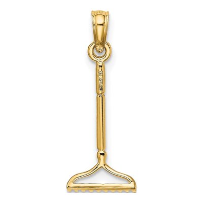 14K Yellow Gold 3D Garden Rake Pendant – view 5
