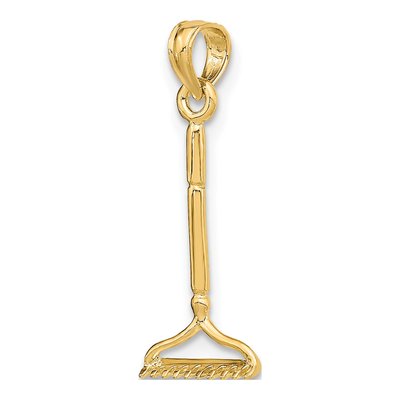 14K Yellow Gold 3D Garden Rake Pendant – view 6