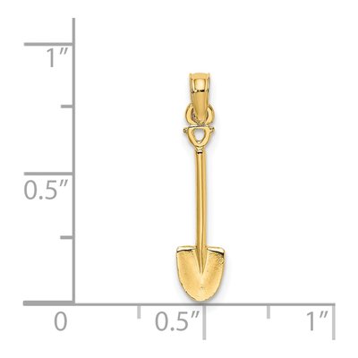 14K Yellow Gold 3D Shovel Charm – view 4