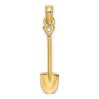 14K Yellow Gold 3D Shovel Charm