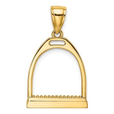 14K Yellow Gold 3D Horse Stirrup Charm – view 5