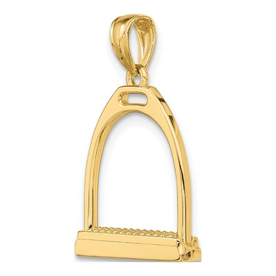 14K Yellow Gold 3D Horse Stirrup Charm – view 6