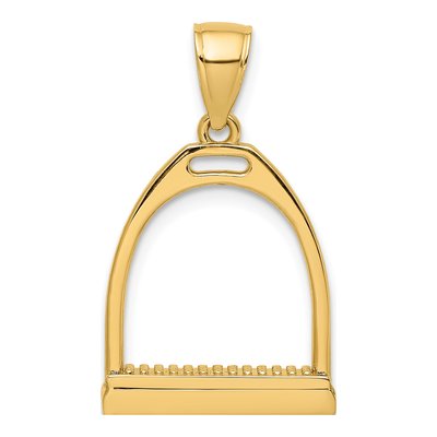 14K Yellow Gold 3D Horse Stirrup Charm