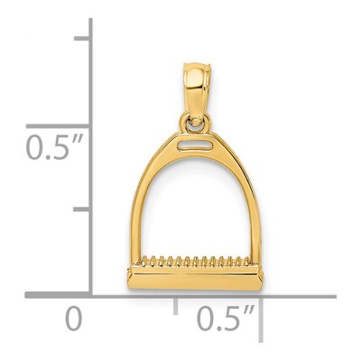 14K Yellow Gold Horse Stirrup Pendant – view 4