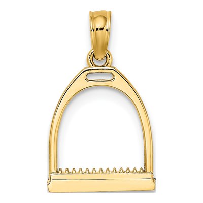 14K Yellow Gold Horse Stirrup Pendant – view 5