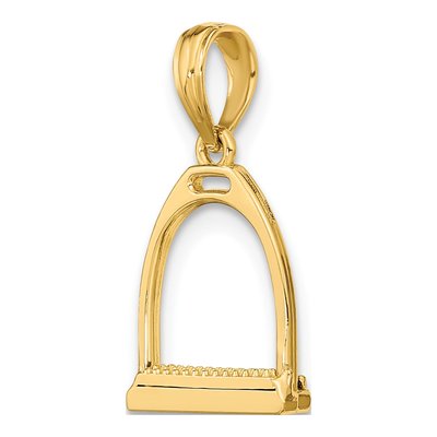 14K Yellow Gold Horse Stirrup Pendant – view 6