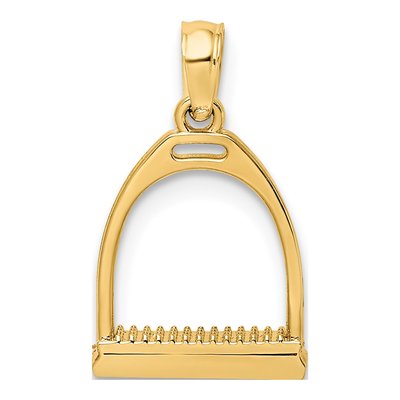 14K Yellow Gold Horse Stirrup Pendant