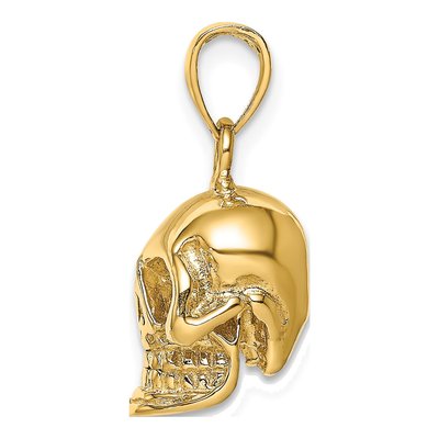 14K Yellow Gold 3-D Skull Pendant – view 3
