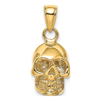 14K Yellow Gold 3-D Skull Pendant