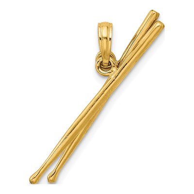 14K Yellow Gold 3D Moveable Drum Sticks Charm – view 5