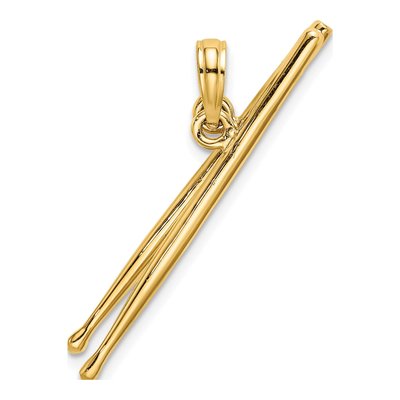 14K Yellow Gold 3D Moveable Drum Sticks Charm