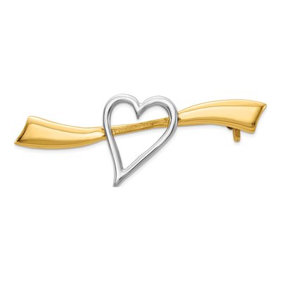 14K Yellow Gold & Rhodium Heart Pin