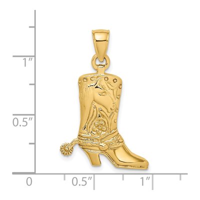 14K Yellow Gold Cowboy Boot Charm – view 4