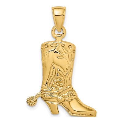 14K Yellow Gold Cowboy Boot Charm