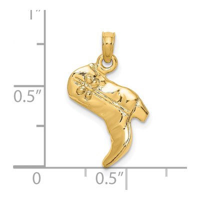 14K Yellow Gold 3D Cowboy Boot Pendant – view 4