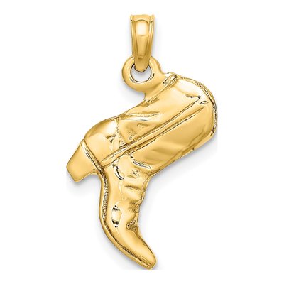 14K Yellow Gold 3D Cowboy Boot Pendant – view 5