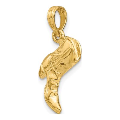 14K Yellow Gold 3D Cowboy Boot Pendant – view 6