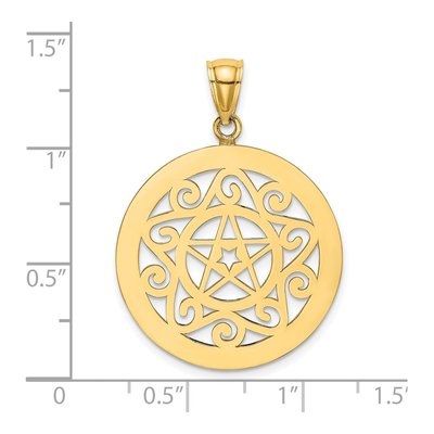 14K Yellow Gold Tribal Star Round Frame Charm – view 4