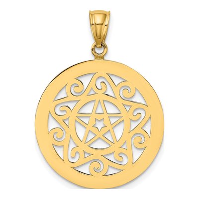 14K Yellow Gold Tribal Star Round Frame Charm – view 5