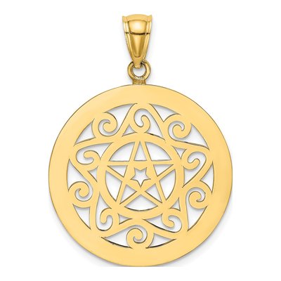 14K Yellow Gold Tribal Star Round Frame Charm