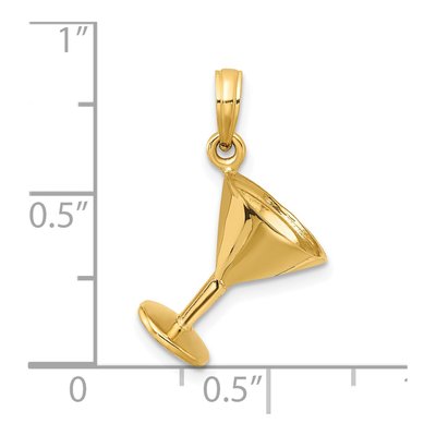 14K Yellow Gold 3-D Martini Glass Pendant – view 4