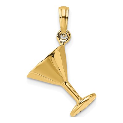 14K Yellow Gold 3-D Martini Glass Pendant – view 5