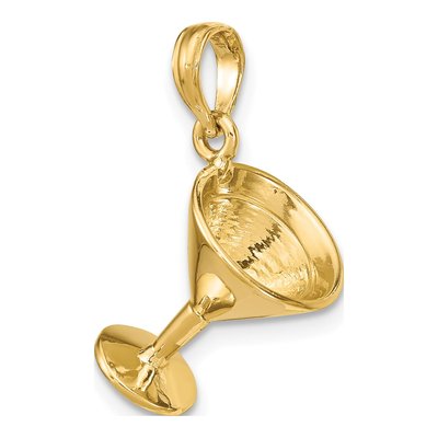 14K Yellow Gold 3-D Martini Glass Pendant – view 6