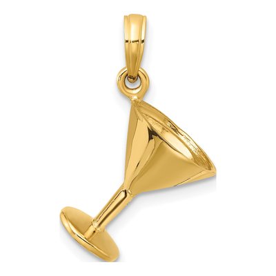 14K Yellow Gold 3-D Martini Glass Pendant