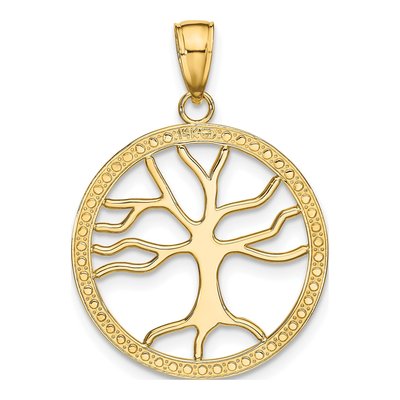 14K Yellow Gold Tree of Life Round Frame Charm – view 5