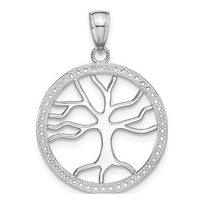 14K White Gold Tree of Life Round Frame Charm – view 5